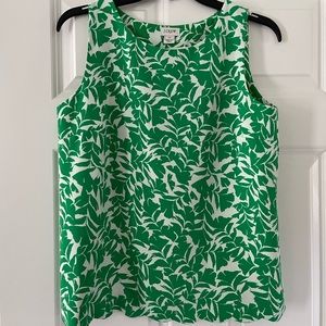 JCREW tropical palm tree leaf green top